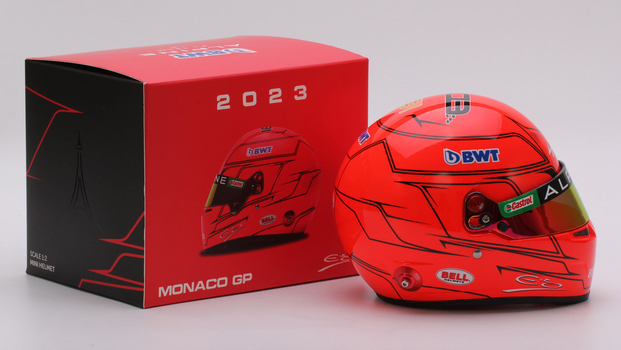 Esteban Ocon Mini casque Monaco Podium Edition saison 2023 à l'échelle 1:2
